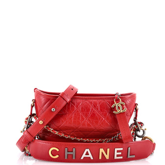 Chanel Gabrielle Hobo with Logo Handle Quilted Aged Calfskin Small