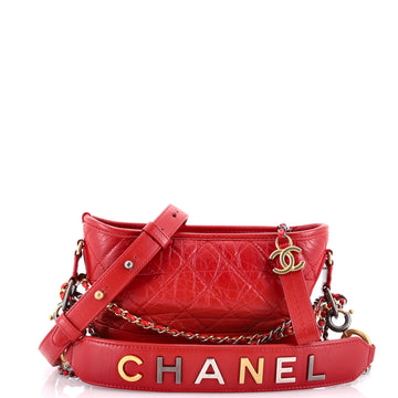 Chanel Gabrielle Hobo with Logo Handle Quilted Aged Calfskin Small