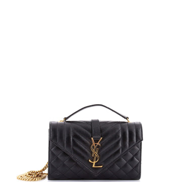 Saint Laurent Classic Monogram Envelope Satchel Mixed Matelasse Leather Small
