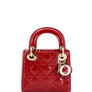 Christian Dior Lady Dior Chain Bag Cannage Quilt Patent Mini