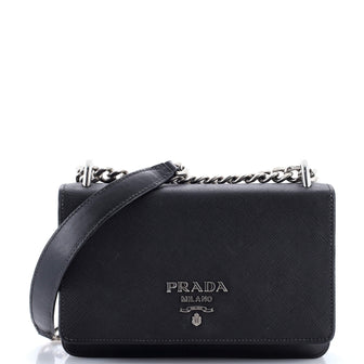 Prada Chain Flap Crossbody Bag Tessuto and Saffiano Leather Medium