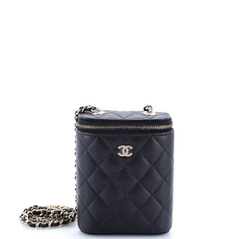 Chanel Vertical Classic Vanity Case with Chain Quilted Caviar Small