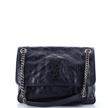 Saint Laurent Niki Chain Flap Bag Matelasse Chevron Leather Large