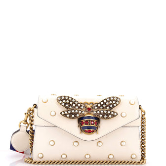Gucci Broadway Pearly Bee Shoulder Bag Embellished Leather Mini