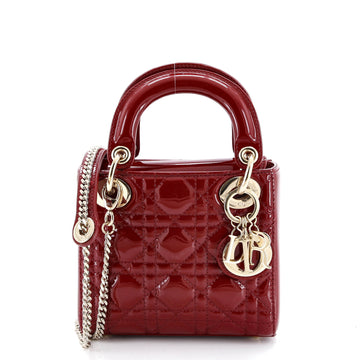 Christian Dior Lady Dior Chain Bag Cannage Quilt Patent Mini