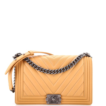 Chanel Boy Flap Bag Chevron Lambskin New Medium