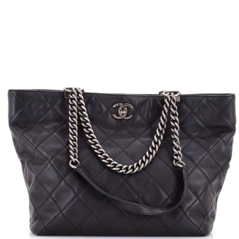 Chanel Shopping In Chains Tote Quilted Calfskin Large