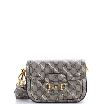 Gucci x Balenciaga The Hacker Project Horsebit 1955 Shoulder Bag GG Coated Canvas Small