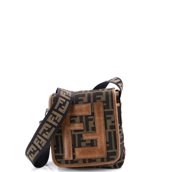 Fendi Vintage FF Flap Messenger Bag Zucca Canvas Mini