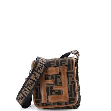 Fendi Vintage FF Flap Messenger Bag Zucca Canvas Mini