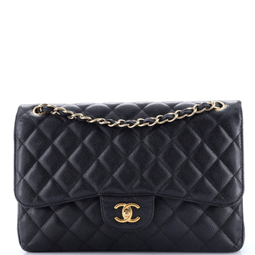 Chanel Classic Double Flap Bag Quilted Caviar Jumbo