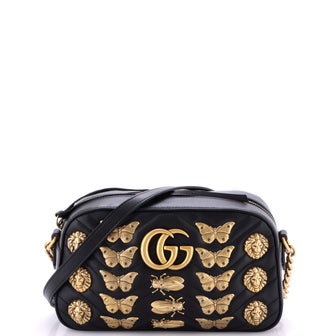 Gucci GG Marmont Shoulder Bag Embellished Matelasse Leather Small