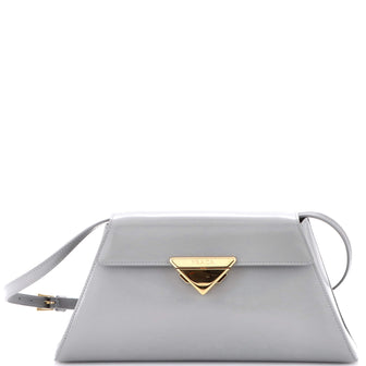 Prada Trapezoid Flap Shoulder Bag Brushed Leather