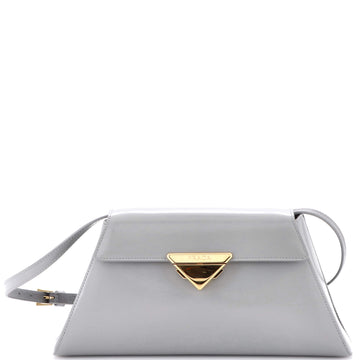 Prada Trapezoid Flap Shoulder Bag Brushed Leather
