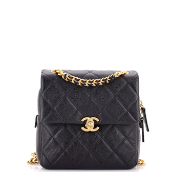 Chanel Chain Melody Flap Backpack Quilted Caviar Small