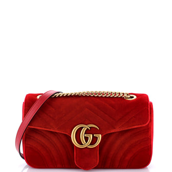 Gucci GG Marmont Flap Bag Matelasse Velvet Small