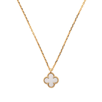 Van Cleef & Arpels Sweet Alhambra Pendant Necklace 18K Yellow Gold and Mother of Pearl