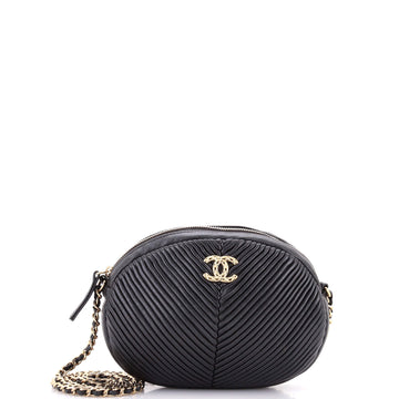 Chanel Pleated Camera Case Chevron Lambskin Small