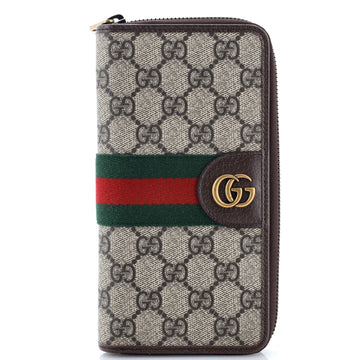 Gucci Ophidia Vertical Zip Around Wallet GG Coated Canvas