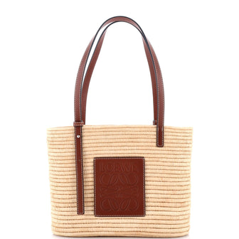 Loewe Square Basket Tote Woven Raffia Small