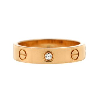 Cartier Love Wedding Band 1 Diamond Ring 18K Rose Gold with Diamond