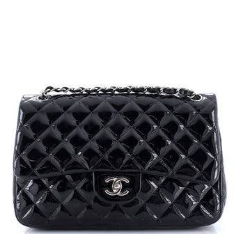 Chanel Classic Double Flap Bag Quilted Patent Jumbo