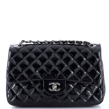 Chanel Classic Double Flap Bag Quilted Patent Jumbo