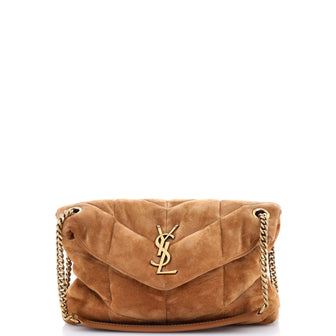 Saint Laurent Loulou Puffer Shoulder Bag Quilted Suede Small