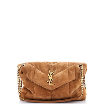 Saint Laurent Loulou Puffer Shoulder Bag Quilted Suede Small