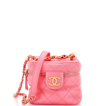 Chanel Chain Bar Vanity Case with Chain Quilted Calfskin Small