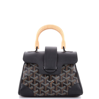 Goyard Saigon Top Handle Bag Coated Canvas with Leather Mini