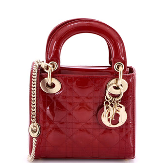 Christian Dior Lady Dior Chain Bag Cannage Quilt Patent Mini