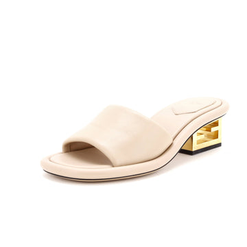 Fendi Women's Baguette Heeled Slide Mules Leather