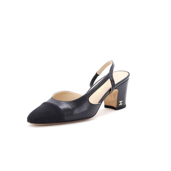 Chanel Women’s Cap Toe Slingback Pumps Leather