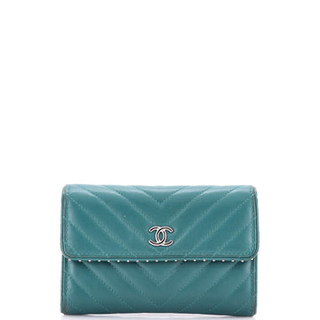 Chanel CC Gusset Flap Wallet Chevron Lambskin with Studded Detail Small