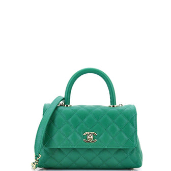 Chanel Coco Top Handle Bag Quilted Caviar Mini
