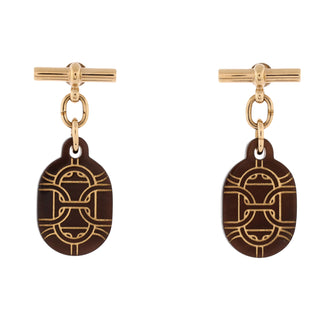 Hermes Chaine d'Ancre Drop Earrings Buffalo Horn and Metal Small