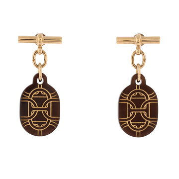 Hermes Chaine d'Ancre Drop Earrings Buffalo Horn and Metal Small