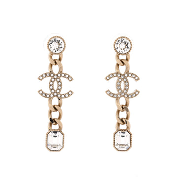 Chanel CC Chain Drop Earrings Metal with Crystals