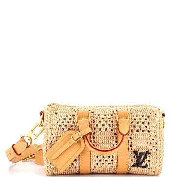 Louis Vuitton Keepall Bandouliere Bag Damier Raffia 25