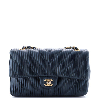 Chanel Coco Pleats Classic Double Flap Bag Pleated Crumpled Calfskin Medium