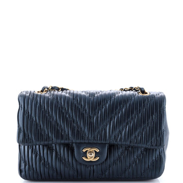 Chanel Coco Pleats Classic Double Flap Bag Pleated Crumpled Calfskin Medium