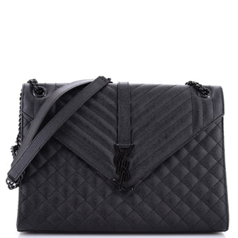 Saint Laurent Classic Monogram Envelope Satchel Mixed Matelasse Leather Large