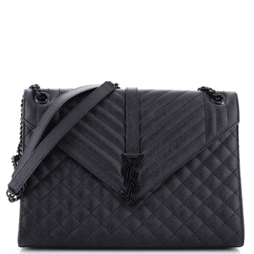 Saint Laurent Classic Monogram Envelope Satchel Mixed Matelasse Leather Large