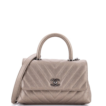 Chanel Coco Top Handle Bag Chevron Caviar Mini