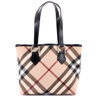 Burberry Nickie Tote Nova Check Coated Canvas Small