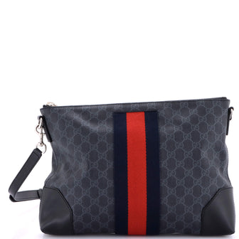 Gucci Web Zip Flat Messenger GG Coated Canvas Medium