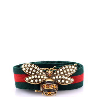 Gucci Queen Margaret Bee Belt Canvas Wide