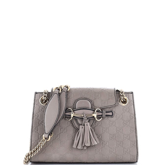 Gucci Emily Chain Flap Shoulder Bag Guccissima Leather Small