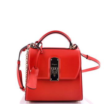 Salvatore Ferragamo Boxyz Top Handle Bag Leather Small